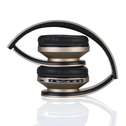 PowerLocus Wireless Bluetooth Over-Ear Stereo Foldable Headphones, Wired Headsets Rechargeable with Built-in Microphone for iPhone, Samsung, LG, iPad (Gold)