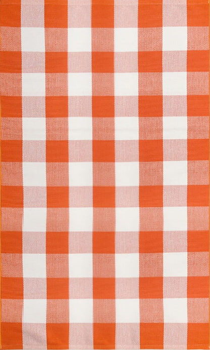 WAYYE Buffalo Plaid Outdoor Rug 3x5 Ft Orange and White Checkered Area Rug Halloween Washable Doormats Fall Indoor Outdoor Rugs for Layered Front Door Mats, Porch, Entryway, Kitchen, Farmhouse