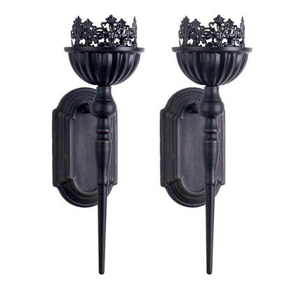 Gothic Wall Sconce Candle Holder (Set of 2) Black Crown and Scepter Design Wall-Mount Metal Candle Holders Hanging Iron Wall Candle Sconce Holder for Living Room, Bathroom, Dining Room