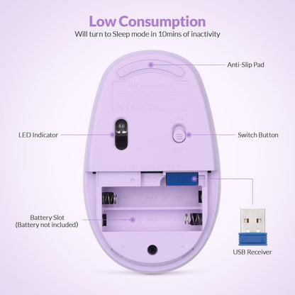 Rii Wireless Mouse RM700 2.4G Silent Mouse with USB Nano Receiver for Laptop,PC,Mac,Chromebook,Windows (Pink)