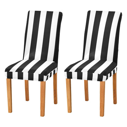 Kigai Black and White Stripes Dining Room Chair Covers Set of 2,Stretchable Removable Washable Spandex Kitchen Chair Protector Slipcovers for Restaurant,Hotel,Ceremony,Christmas Decoration