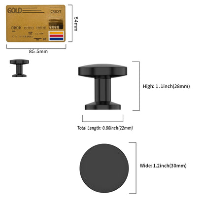 Amerdeco 10 Pack Matte Black Cabinet Knobs 1.2 Inch(30mm) Single Hole Cabinet Handles Round Dresser Knobs Drawer Knob for Bathroom Cabinets