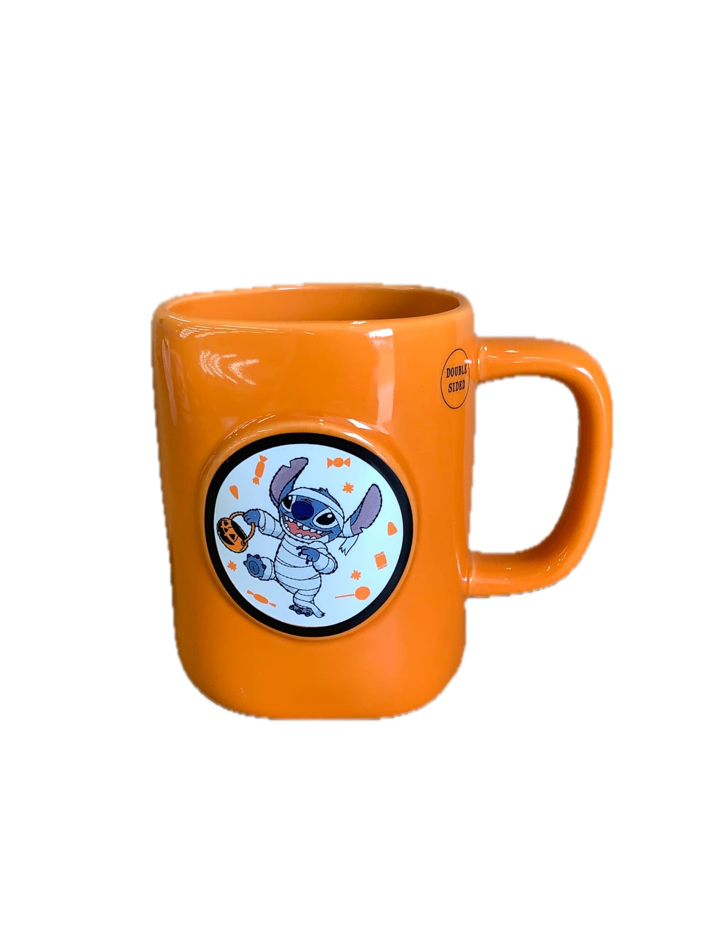 Rae Dunn Halloween Ceramic Coffee Mug Stitch No Regrets Only Candy Orange