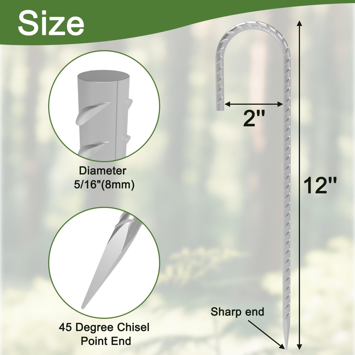OK5STAR 12 Inch J Hook Rebar Stakes 30 Pack, Heavy Duty Galvanized Steel Ground Stakes, Metal Tent Stakes Chain Link Fence Stakes for Inflatables, Yard Decorations, Camping, Garden