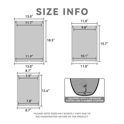 Kante 18.5",15.7",12.6" H Tall Rectangular Concrete Planters Set of 3, Outdoor Indoor Lightweight Plant Pots with Drainage Hole and Rubber Plug, Modern Style for Home Garden Patio, Slate Gray