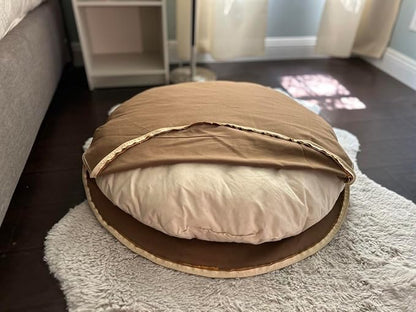 Round 100% Cotton Canvas Dog Bed Cover: Washable, Durable, Eco-Friendly, Multiple Colors, XS-XXL, Made in USA (Medium Brown, Small 24 Inches)