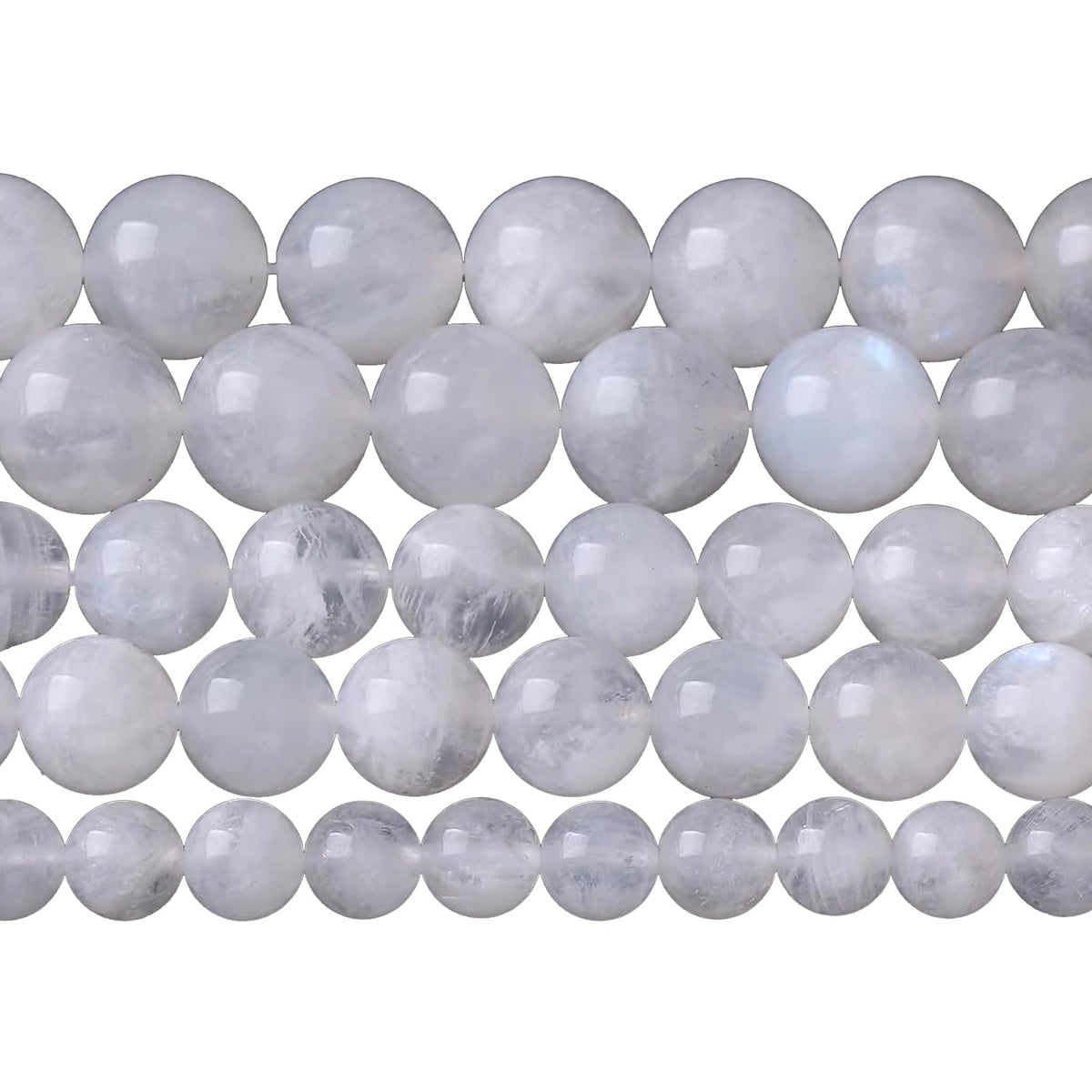 120PCS 6MM Natural Stone White Moonstone Gemstone Semi Precious Beads for Jewelry Making DIY Bracelet