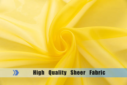 WPM Yellow Sheer Curtains 58" Wide x 63" Long 2 Panels Livingroom Window Treatment Rod Pocket Sheer Voile for Bedroom, Kitchen, Children Room Fully Stitched and Hemmed