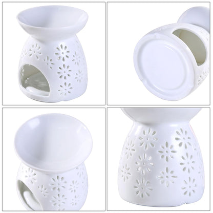 Auxmeware - Ceramic Tea Light Candle Holder Set of 2, Essential Oil Burner Wax Melt Burner, Incense Aroma Diffuser, Home Decor