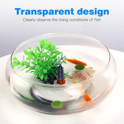 Mipcase Transparent Aquarium Tank 9.52X9.52X3.93In Desktop Fish Bowl Clear Betta Tank for Home Office Plant Decor