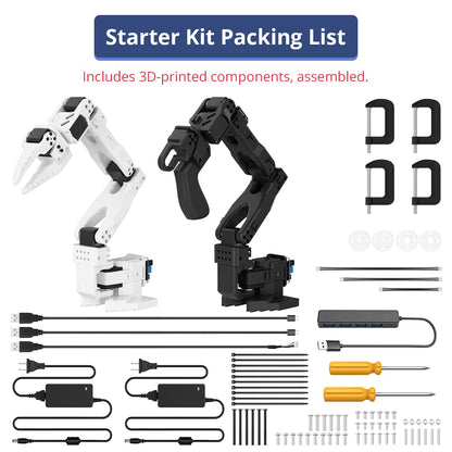 AI Robotic Arm Kit Hiwonder SO-ARM101 Embodied Imitation Learning Open Source 6-Axis Robot Arm 12 High-Torque Bus Servo Motors AI Vision Recognition (Starter Kit, Included 3D Printed Parts, Assembled)