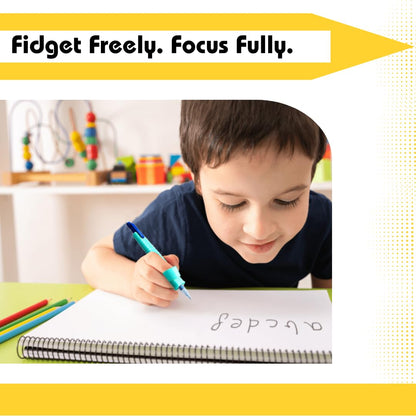 Write Right Learning Pencil Sleeves – Soft Textured Silicone Grip for Handwriting Support and Silent Fidgeting – Sensory-Friendly Tool for Students, Teachers, Therapists, and All Ages – 4 Pack