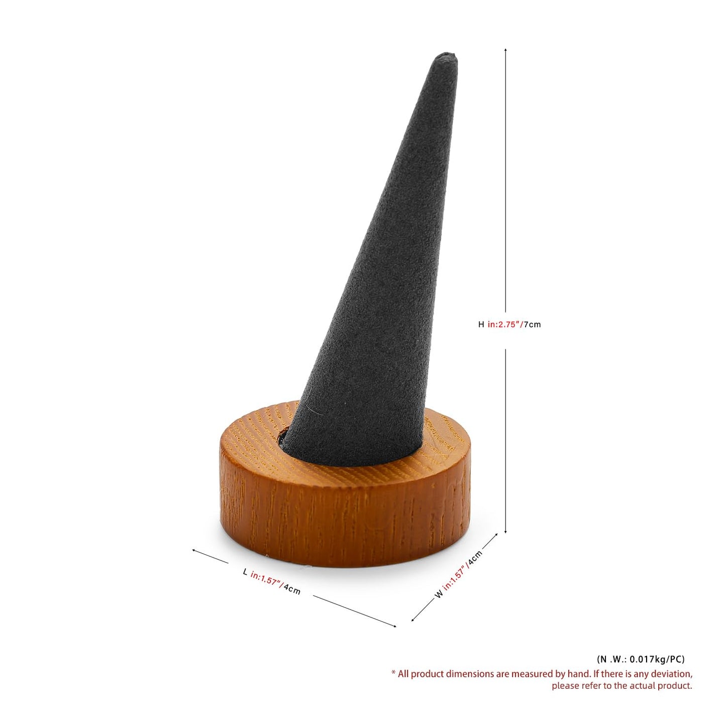 Oirlv Solid Wood Single Ring Display Stand Grey Ring Organizer Holder for Women Gift