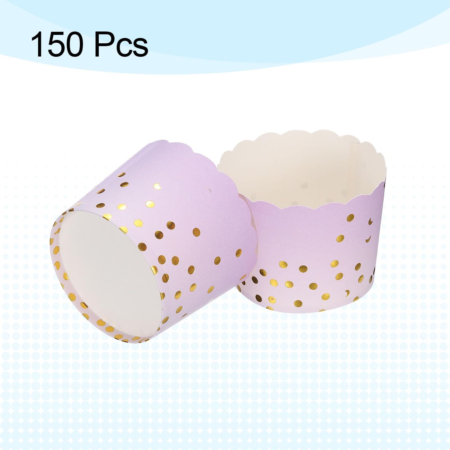 HARFINGTON 150Pcs Colorful Paper Baking Cups 6oz Cupcake Wrappers Scalloped Muffins Liners Disposable Greaseproof Containers for Birthday Party, Gradient Purple