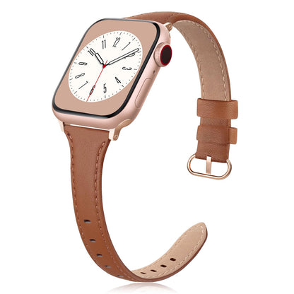 SWEES Slim Leather Band Compatible for Apple Watch 38mm 40mm 41mm 42mm Series 10, Slim Thin Elegant Top Grain Genuine Leather Strap Compatible for iWatch Series 10 9 8 7 6 5 4 3 2 1 SE Women