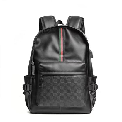 WDEKDAI Leather Backpack School College Bookbag Leisure Business Travel Hiking Rucksack,Suitable for 15.6-inch laptop pack (2)