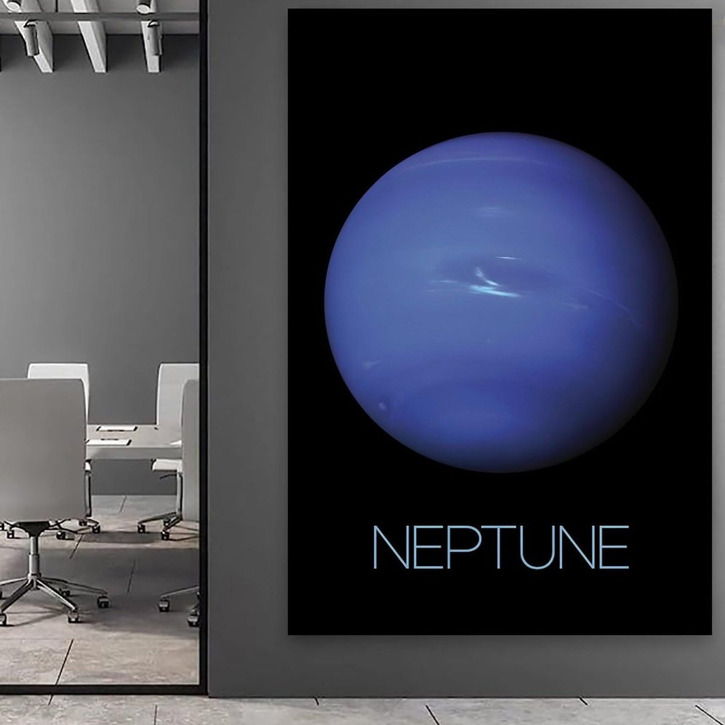 Solar System Planets Canvas Wall Art - Neptune Planet Space Poster for Kids Room Bedroom Classroom, STEM Educational Astronomy Decor, Science Gift for Boys Girls, 16x24 Inch Framed