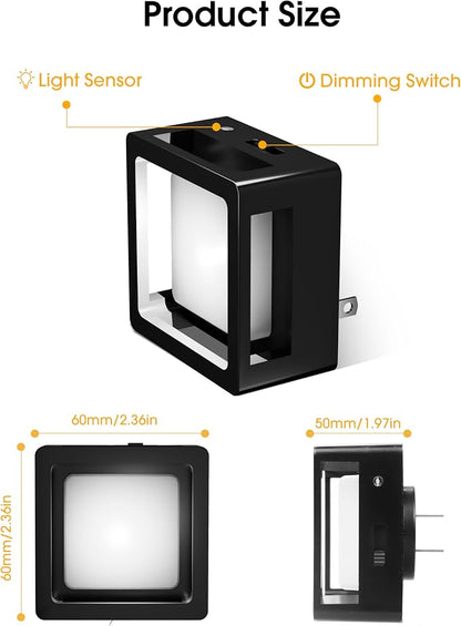 LED Night Light, Night Lights Plug Into Wall [2 Pack] with Dusk-to-Dawn Sensor, Dimmable Nightlights, Adjustable Brightness for Bathroom, Hallway,Toilet