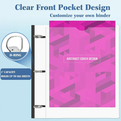INFUN 1 Inch 3-Ring Telescoping Project Organizer Binder-2PCS,13 Pocket, Customizable Front Cover, 5 Colors Pocket Divider and Plastic Binder Pocket，225 Sheet Capacity-White