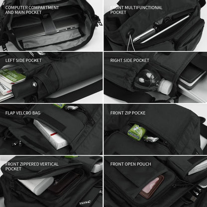 IX INOXTO Mens Messenger Bag Laptop Shoulder Bag Computer Work Office Bag Waterproof Briefcases for Travel Work (black)