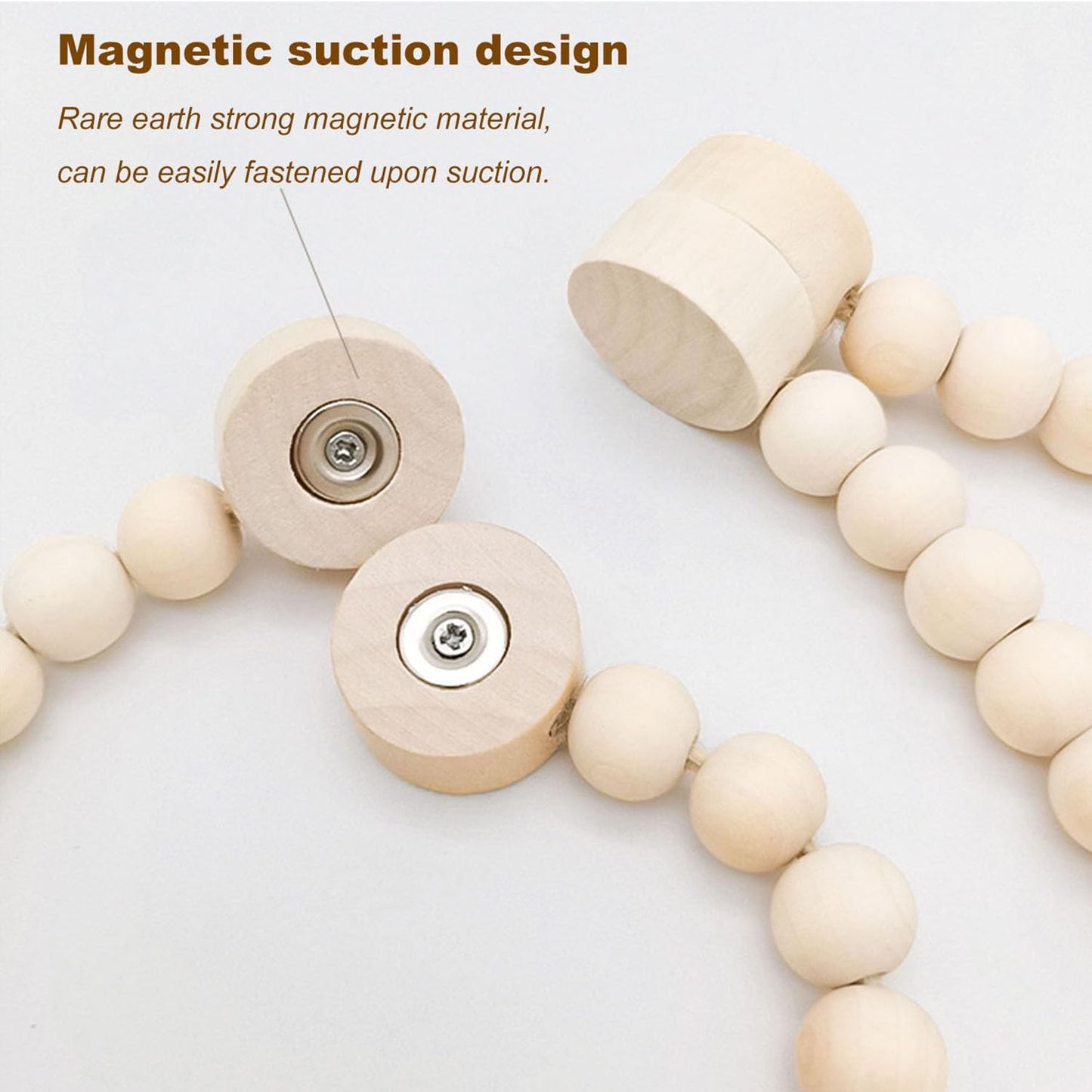 BDHRKTE 2 Pieces Wooden Beaded Curtain Tiebacks, Tassel Curtain Buckles Magnetic Curtain Buckles, Rainbow Tassel Curtain Tiebacks No Punch Decoration (Pink)