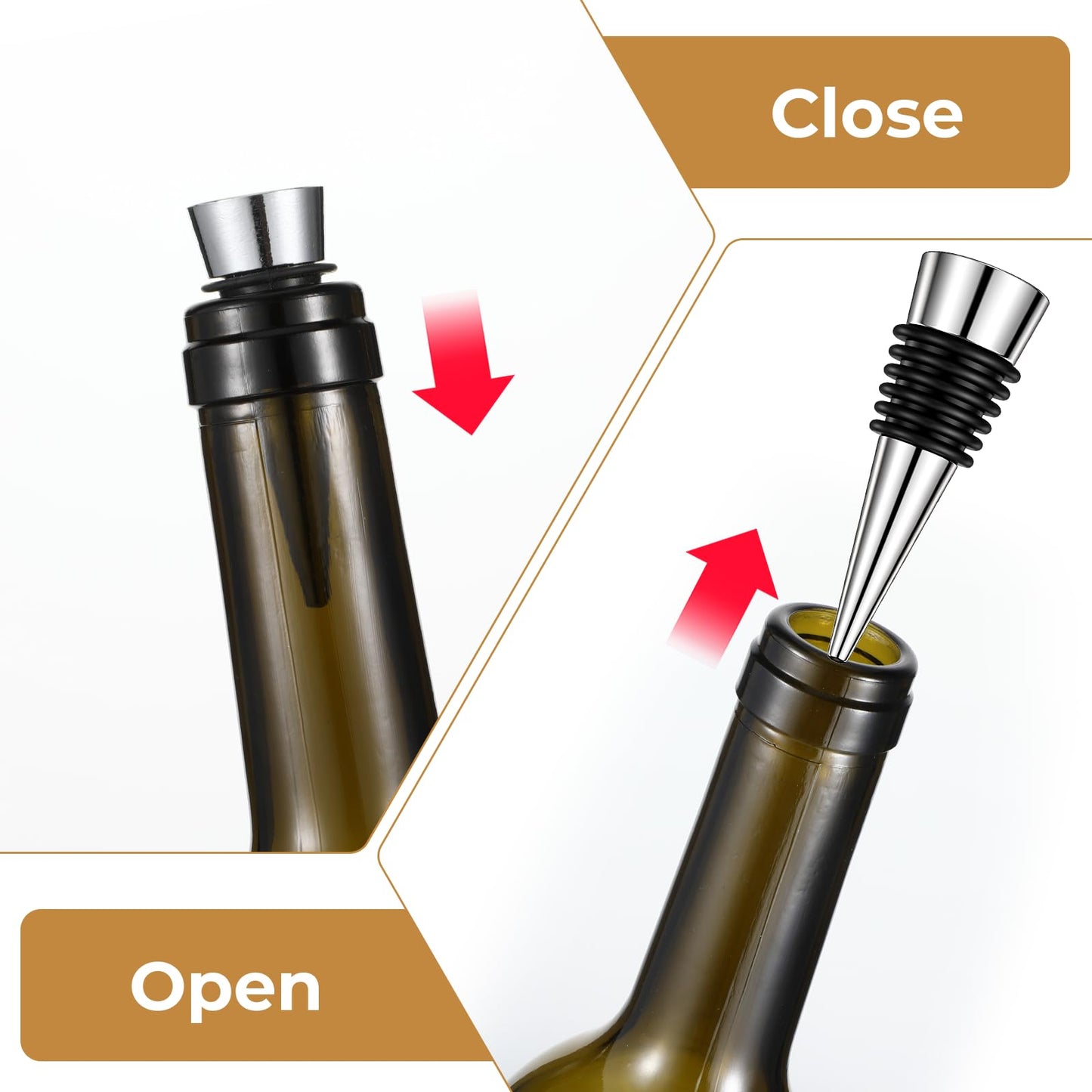 HANLANXUE 30Pcs Stainless Steel Wine Stoppers, Reusable Corks Decorative Bottle and Beverage Stoppers for DIY Wedding Bar Party Holiday Kitchen