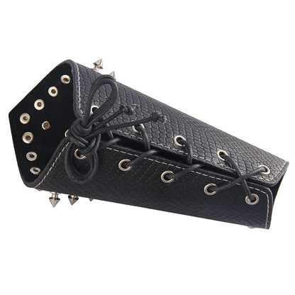 GelConnie Leather Bracers Gothic Spike Gauntlets Wristband Medieval Knight Armor Leather Wrist Guard Arm Cuffs Black Arm Guards Armband Halloween Cosplay Costume