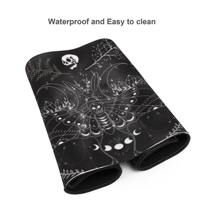 Moth Gaming Mouse Pad XL Halloween Elements Large Extended Non Slip Rubber Base Desk Mat Stitched Edge Keyboard Mat 31.5x11.8 Inch