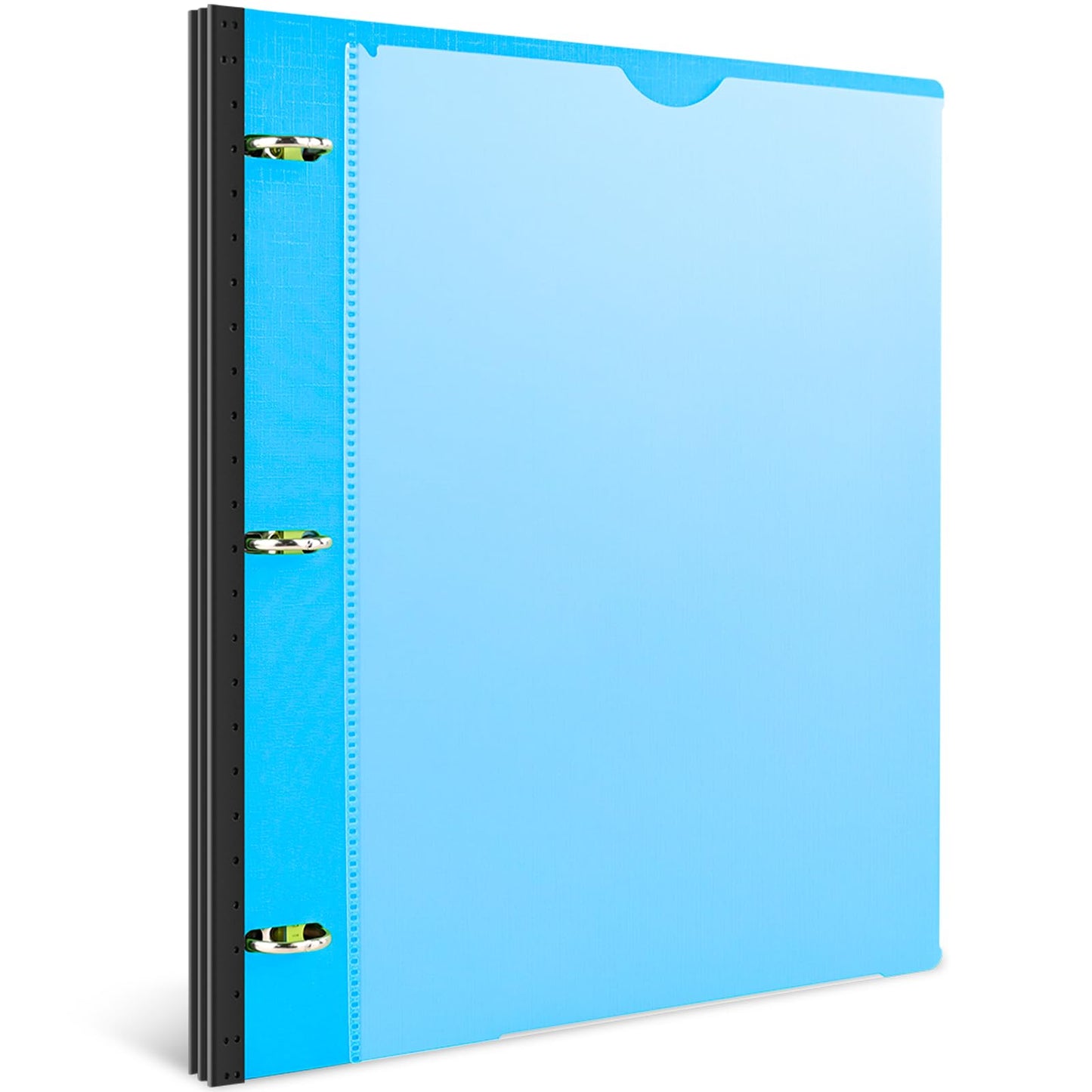 INFUN 1 Inch Telescoping 3 Ring Binder - 1PCS,Flexible Round Binder with Customizable Front Cover and Clear Catalog Pocket, 1 Inch Rings, 225 Sheet Capacity-Blue