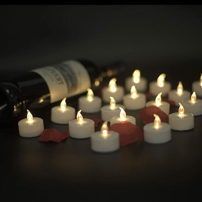 Tappovaly Battery Operated LED Tea Lights:50 Pack Flameless Votive Candles Lamp Realistic and Bright Flickering Long Lasting 200Hours for Wedding Holiday Party Home Decoration (Warm White)
