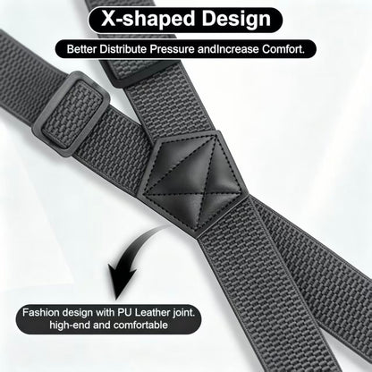 Oppeeye 2 Pcs X Back Hidden Suspenders for Men, 1.5 Inch Heavy Duty Under Clothing Suspenders with Adjustable Clips