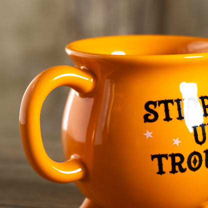 Pacific Giftware Wicca Orange Stirring Up Trouble Cauldron Ceramic Mug with Handle by Something Different UK Witchy Halloween and Spiritual Themed Drinkware Cup 16 Fl oz