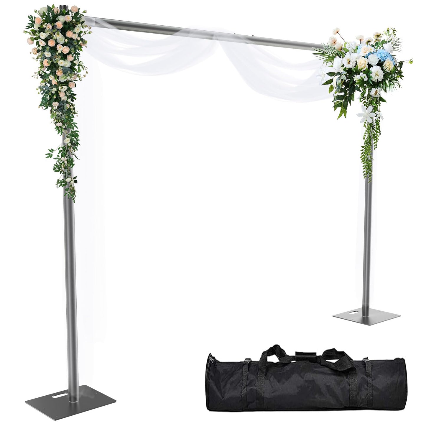 Kinchoix Pipe and Drape Backdrop Stand 8ftx10ft Adjustable Background Support System Heavy Duty Background Stand for Wedding Banquet Decorations Black
