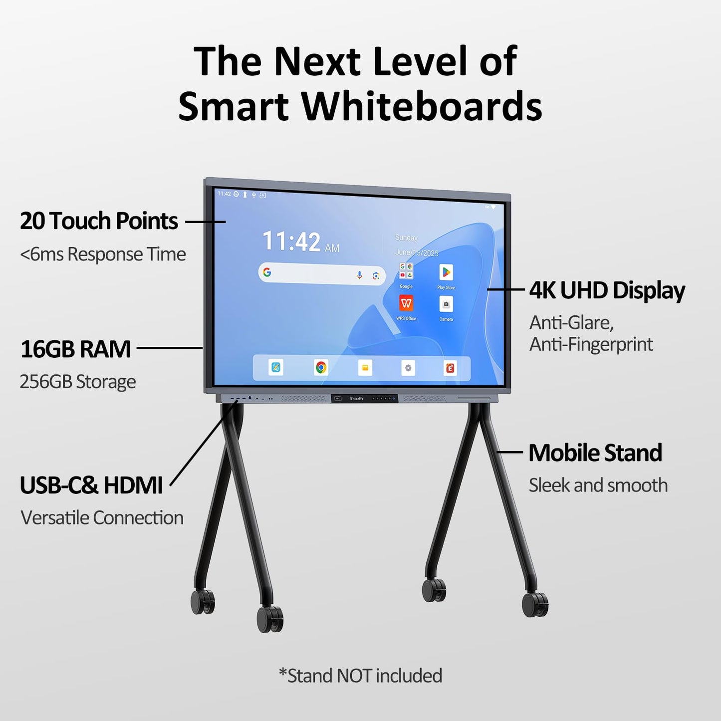 Shiarffe R9 Smart Board 55 Inch 4K Interactive Whiteboard