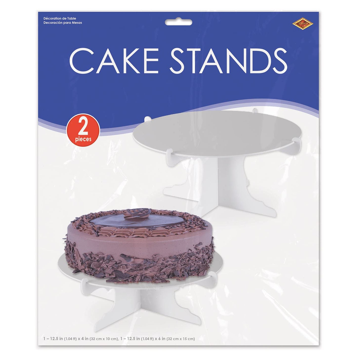 Beistle 2 Piece Durable Cake Stands for Weddings Birthday Party Cupcake Holders Baby Shower Celebration Supplies, 12.5" x 6", White