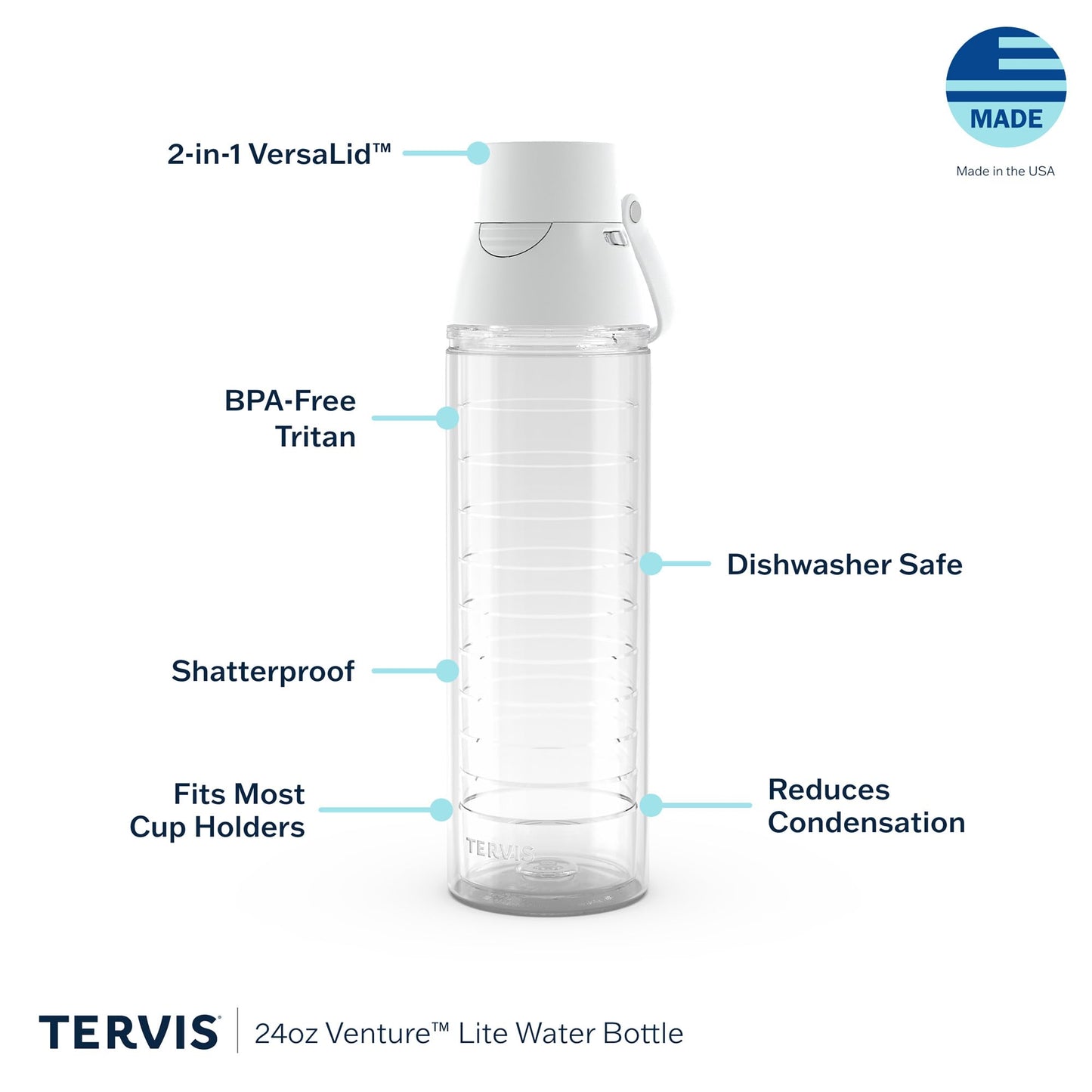 Tervis Venture Lite Ghostly Gathering Made in USA Double Walled Insulated Tumbler Travel Cup Keeps Drinks Cold & Hot, 24oz Water Bottle, Classic