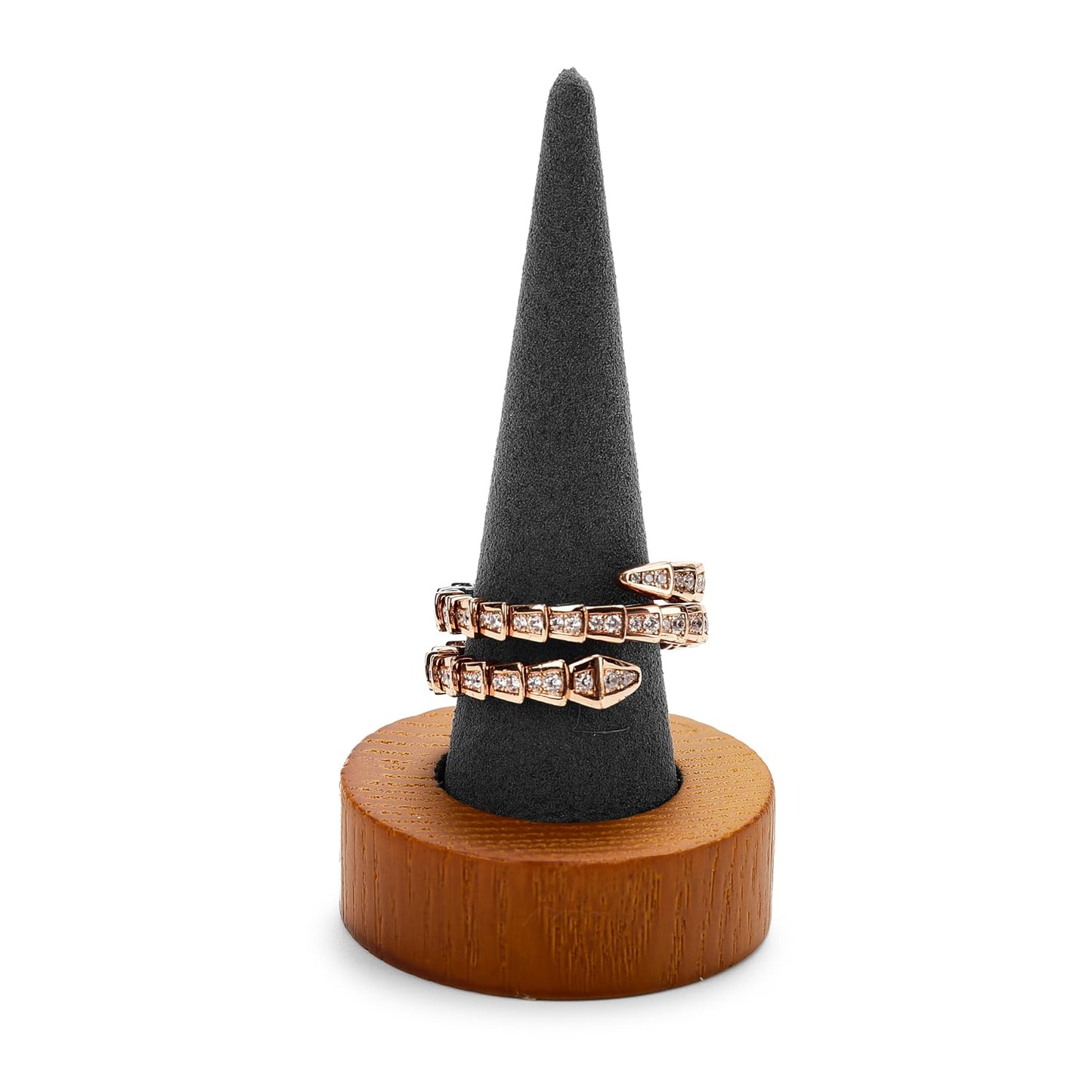 Oirlv Solid Wood Single Ring Display Stand Grey Ring Organizer Holder for Women Gift