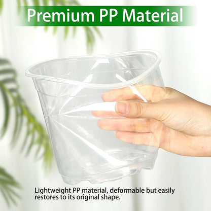 TAQIXI 6/8/10 Inch Large Clear Nursery Pots with Drainage, 24 Pack Plastic Plant Pots for Seedlings Flowers Succulents Vegetable, Indoor Outdoor Gardening (6/8/10 Inch-24Pack)