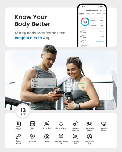 RENPHO Smart Scale for Body Weight, Digital Bathroom Scale BMI Weighing Bluetooth Body Fat Physician Scale, Body Composition Monitor Health Analyzer with Smartphone App, 400 lbs - Elis 1