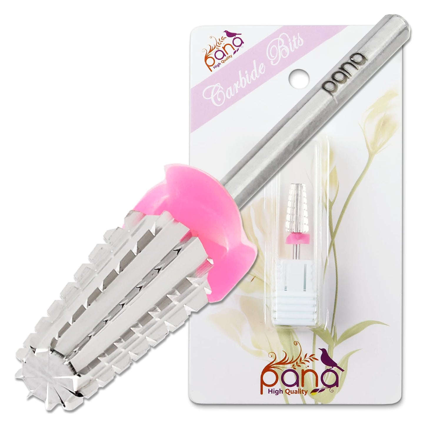 PANA Nail Carbide 5 in 1 Bit - Two Way Rotate use for Both Left and Right Handed - Fast Remove Acrylic or Hard Gel - 3/32" Shank - Manicure, Nail Art, Drill Machine (Fine - F, Silver)