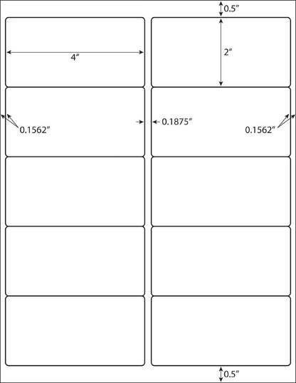 10 Up - Shipping Address Labels - 2" x 4" - 1000 Labels