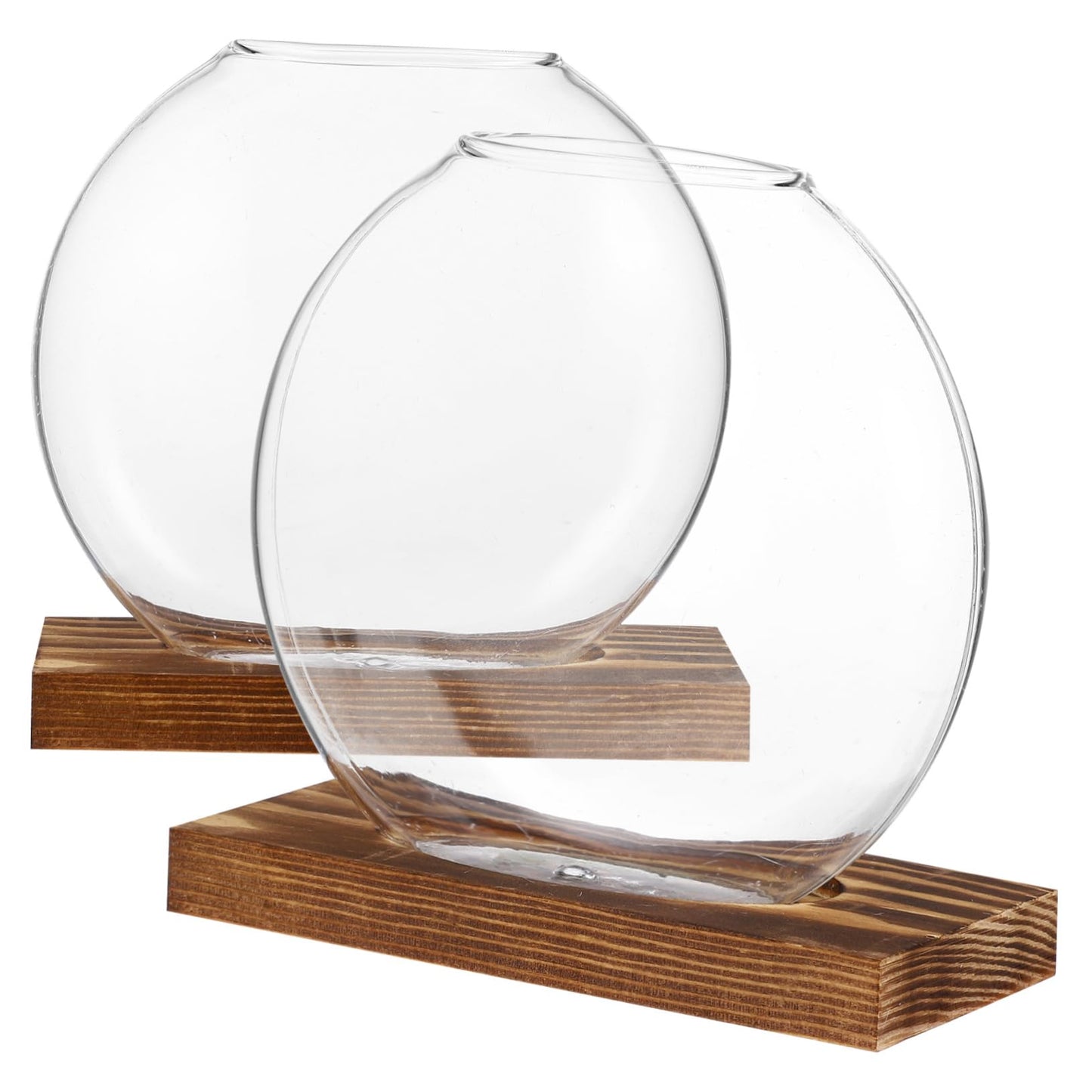 Kisangel 2Sets Clear Glass Planters for Indoor Plants with Base Artistic Propagation Terrariums for Home Office and Exhibition Decor Stylish Hydroponic Vases