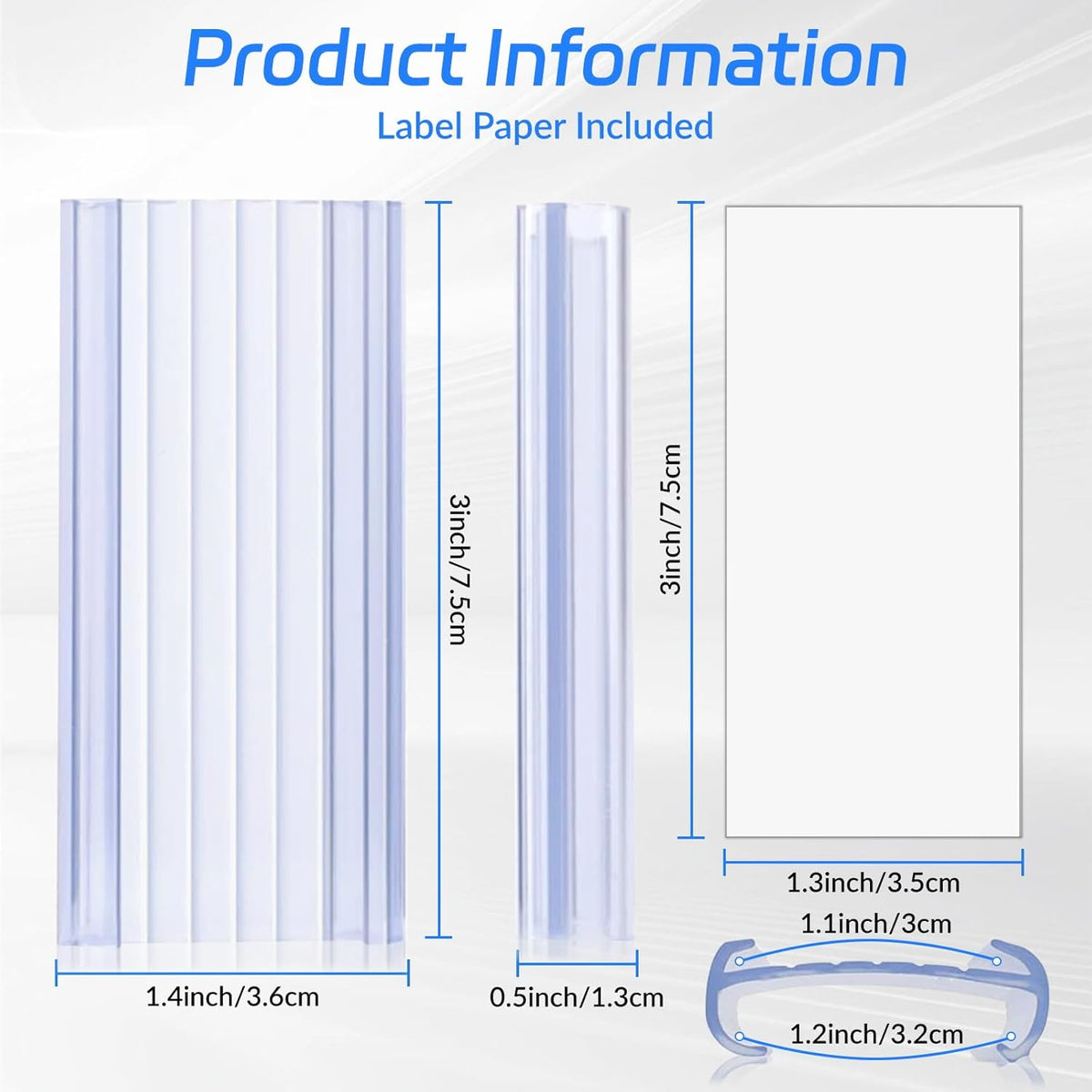 100Pcs Shelf Label Holder, Basket Labels Clip On Shelf Labels for Storage Bins, Wire Shelfs Clips with Labels Paper Inserts Merchandise Sign Display Holder Compatible with 1-1/4 Inch Shelve