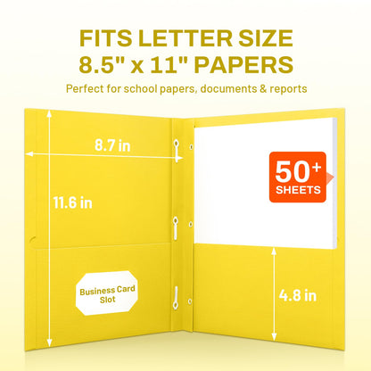 SUNEE 2 Pocket Folders with Prongs (25 Pack, Yellow), Paper Folders with 2 Pockets and 3 Prongs Fit Letter Size Paper, Folders with Prongs for School Office Home Business