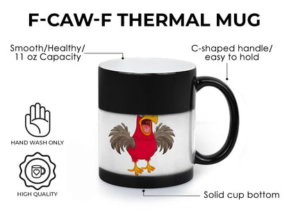KITURE Caw-F Funny Heat changing Coffee Mug – Hilarious Chicken Pun Gift for Men & Women, Novelty Chicken Coffee Cup for Home & Office, Perfect Birthday & Office Gift 11oz Sarcastic Ceramic Tea Mug