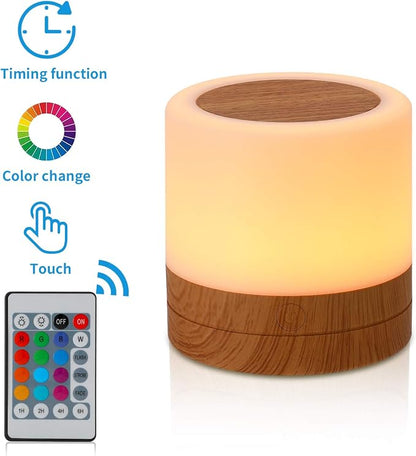Nursery Night Light for Kids, USB Rechargeable Small Desk Lamp,13 RGB Colors & 4 Brightness & 1 Remote, Touch Bedside Cordless Table Lamp, Portable Night Lamp for Bedroom Living Room (2 Pack Brown)