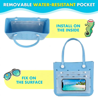 Barelove Beach Bag for Women – Lightweight & Water-resistant Rubber Tote, No More Sand Mess – Ideal for Pool, Cruise, Summer Vacation (Blue)