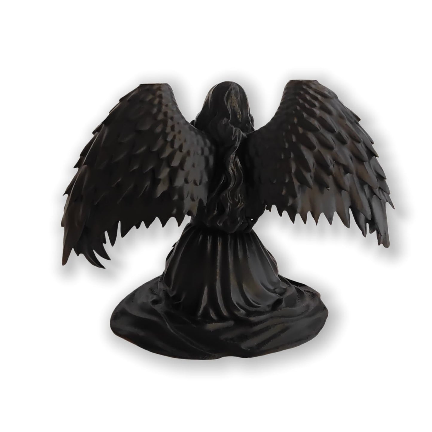 gekoaoo Angel Pen Holder with Hand-Polished Feather Wings, Desktop Organizer, Home & Office Decor, Guardian Gift (Black)