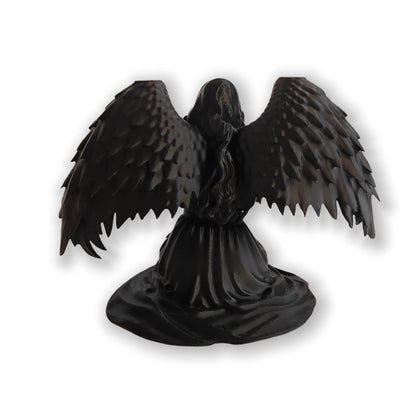 gekoaoo Angel Pen Holder with Hand-Polished Feather Wings, Desktop Organizer, Home & Office Decor, Guardian Gift (Black)
