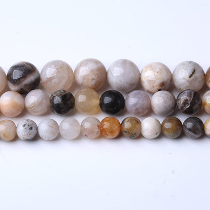 36PCS 10MM Natural Bamboo Leaf Agate Stone Beads Energy Healing Beads for DIY Jewelry Bracelet Necklace Making for Jewelry Making15Inch…